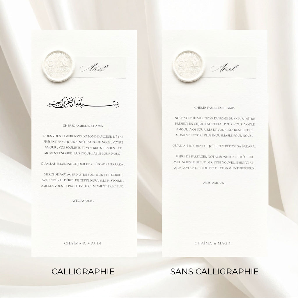 Carte de bienvenue – Nominative